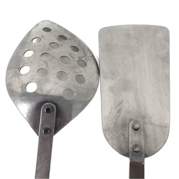 Vintage Maroon Bakelite Style Handles Stanhome Spatula & Large Slotted Spoon Set - Picture 7 of 11